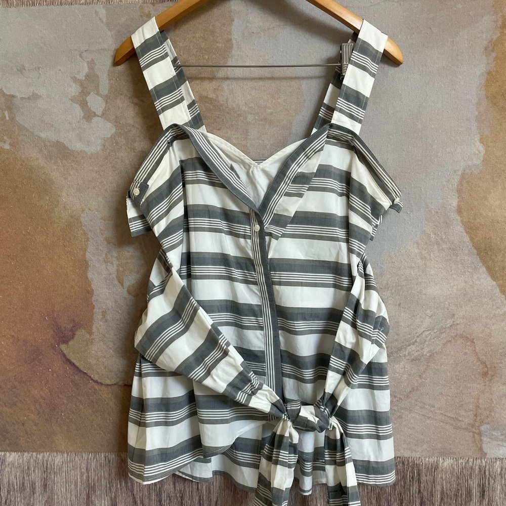 Derek Lam 10 Crosby Sleeveless Striped Top with Tie Front Size 6